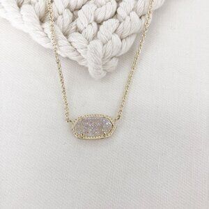 Authentic Kendra Scott Elisa Gold Iridescent Drusy Pendant Necklace